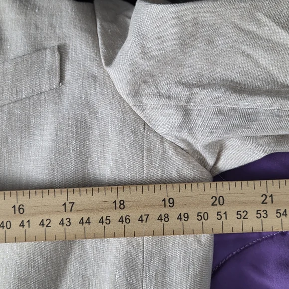 THEORY Piazza Tan Linen Blend Double Breasted Blazer Size 8 Summer Blazer - Picture 13 of 16